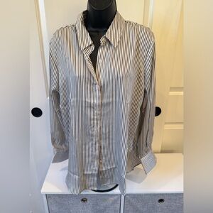 Elegant Ivory Pinstripe Button Down Shirt